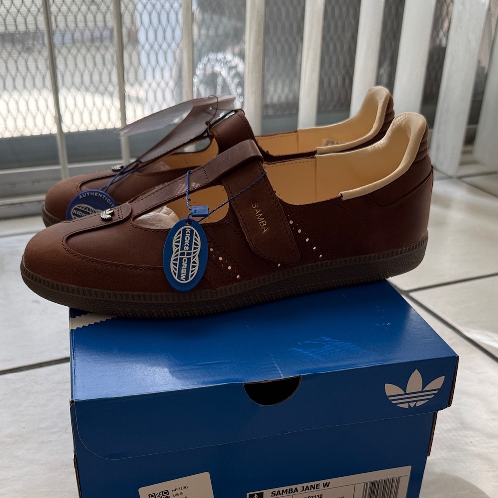Adidas Brown Samba Mary Jane Sneakers with Cream Lining - Picture 2 of 4